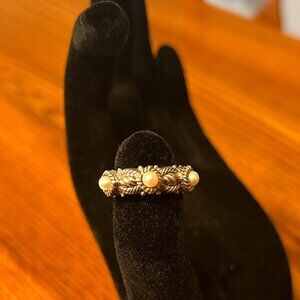 Judith Ripka Sterling Silver Three Pearl Ring size 5